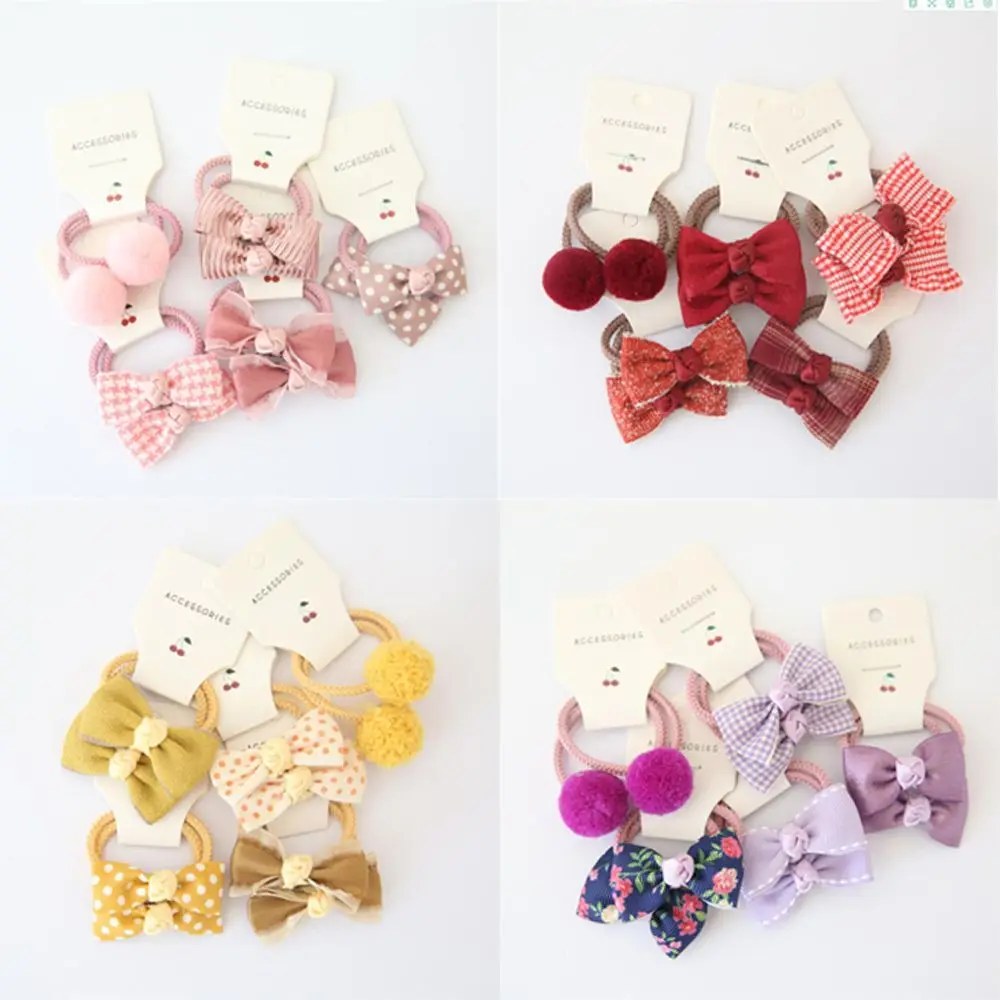 10pcs Luxury Kids Girls Accessories Gum Flower Headdress Hair Ties Bows Hair Rope Elastic Rubber Band