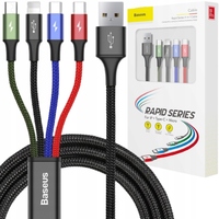 BASEUS CABLE USB 4W1 FOR LIGHTNING / 2X USB-C TYPE C MICRO USB NYLON STRONG
