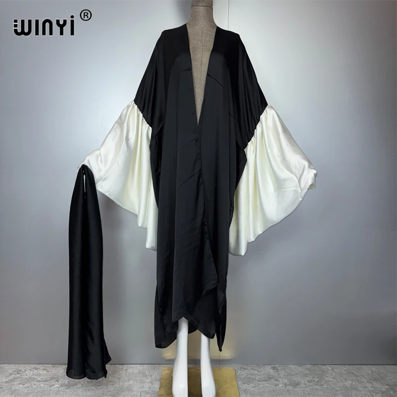 WINYI オリジナル韓服着物イブニングドレスビーチウェアカバーアップアフリカ女性ルーズパフ袖カーディガンボヘミアンホリデーカフタン