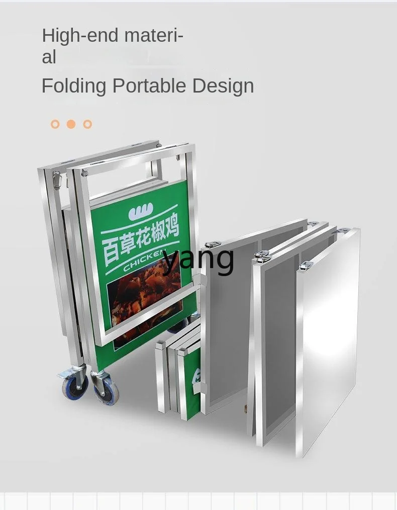 LTT faltbarer Hand-Snackwagen aus Edelstahl, tragbarer Standwagen für gekochte Speisen, geschmortes Gemüse