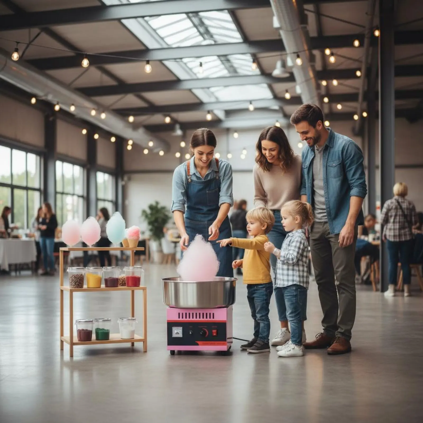 

Аппарат для сахарной ваты, простой в использовании, электрический, с регулировкой температуры, для уличных торговцев и мероприятий