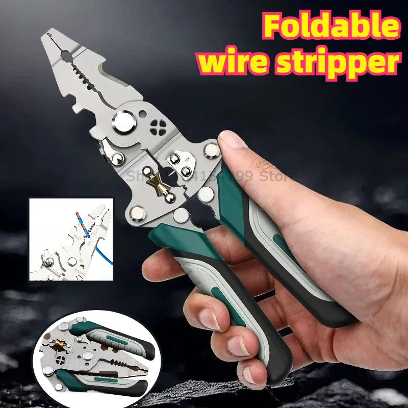 All in One Wire Cutter Foldable Wire Stripper Pulley Design Multi-function Electrician Wire Splitter Heavy Duty Electrical Plier