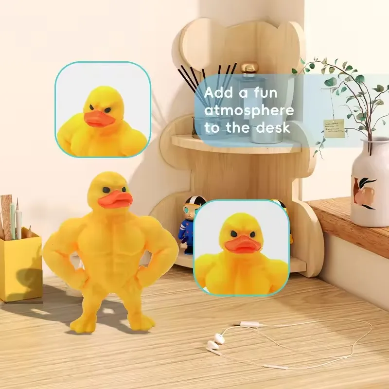 

Durable Plastic 3D Printed Strong Muscular Duck Statue:Quirky Home Office Desktop Ornament Perfect Gift Animal Lovers Decor