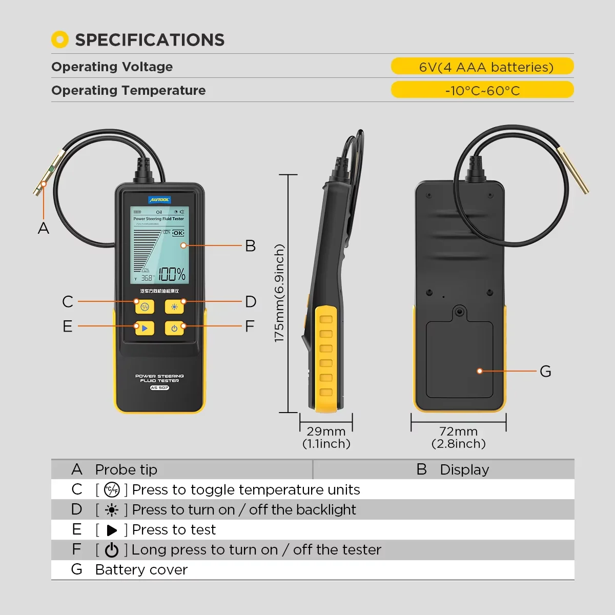 high quality universal car Repair Diagnostics tool & Maintenance AS507 Car Power Steering Fluid Tester & Steering System Service