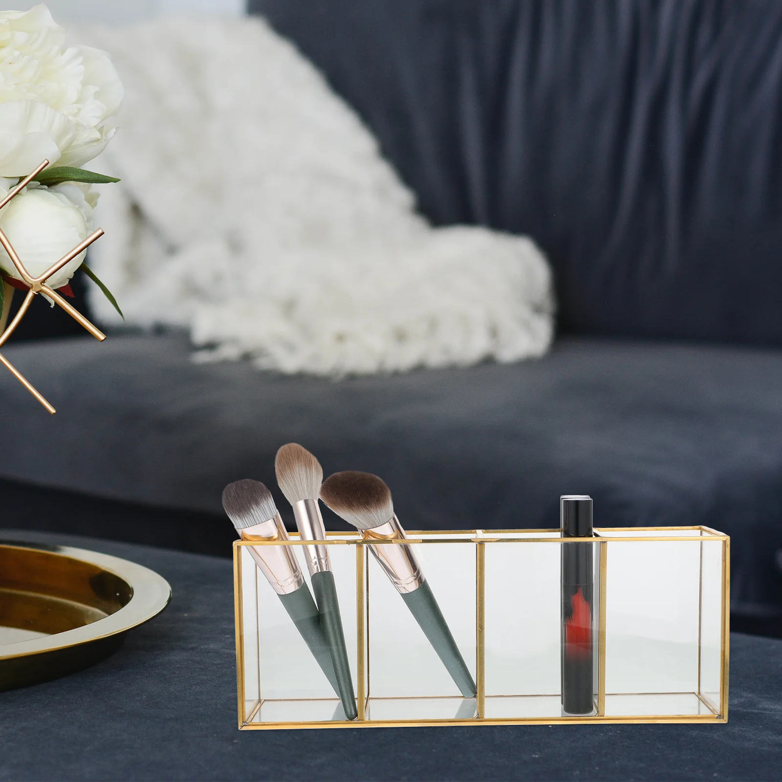 

Makeup Storage Box Sturdy Lightweight Organizer to Open Close Desktop Storage Organizer