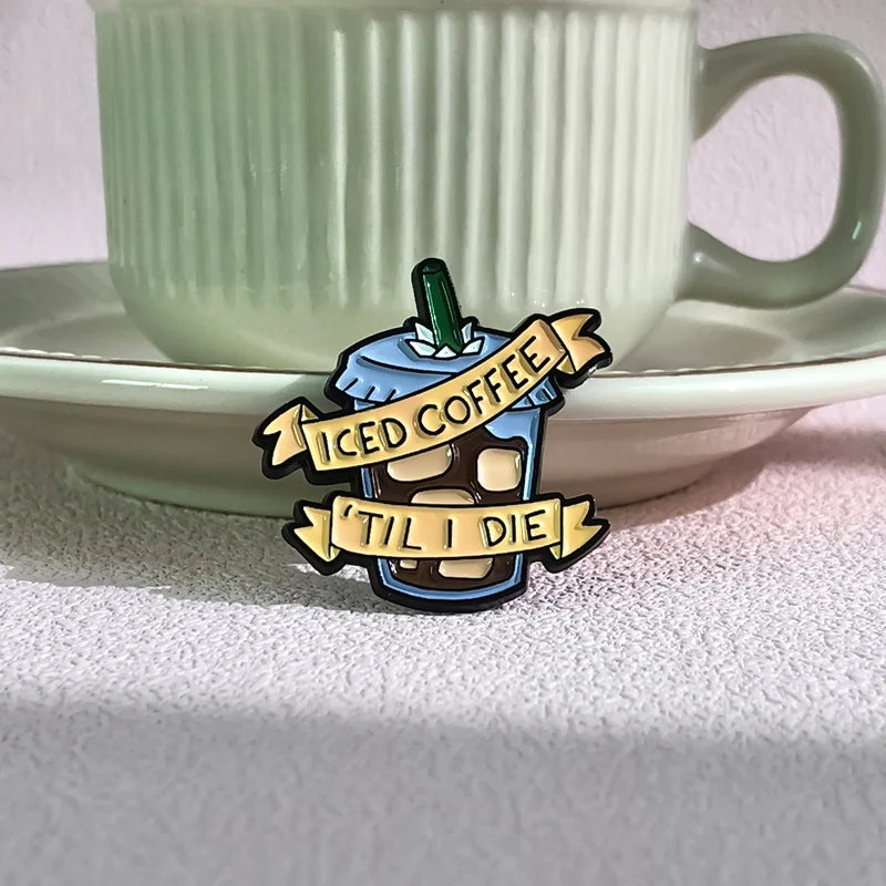 Cute Coffee Bottle Enamel Pins Love Cold Drinks Brooches Funny Cartoon Lapel Badges Clothes Accessories Jewelry Gifts Wholesale