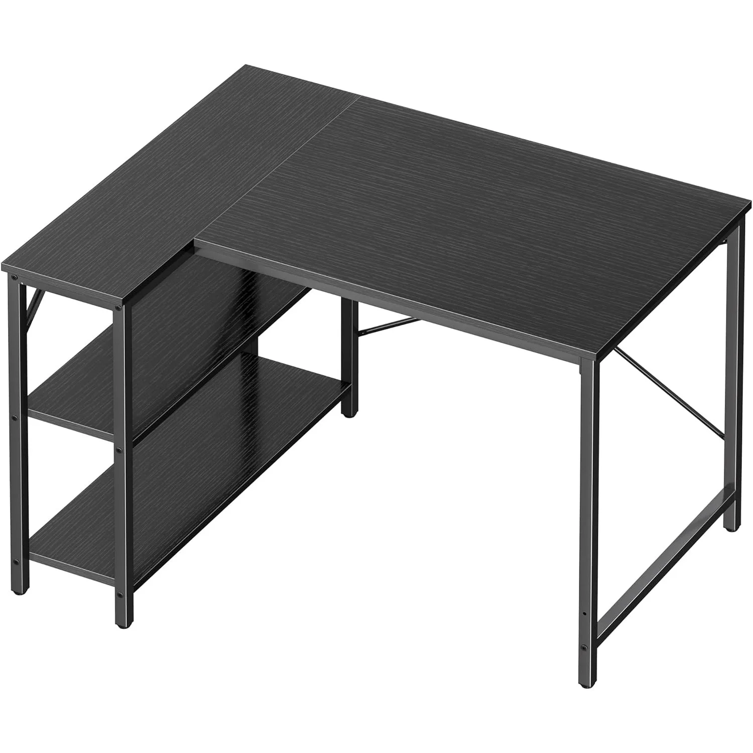 

Shaped Desk, 39 Inches Computer Desk with Reversible Storage Shelves, Gaming Desk, Corner Desk Home Office