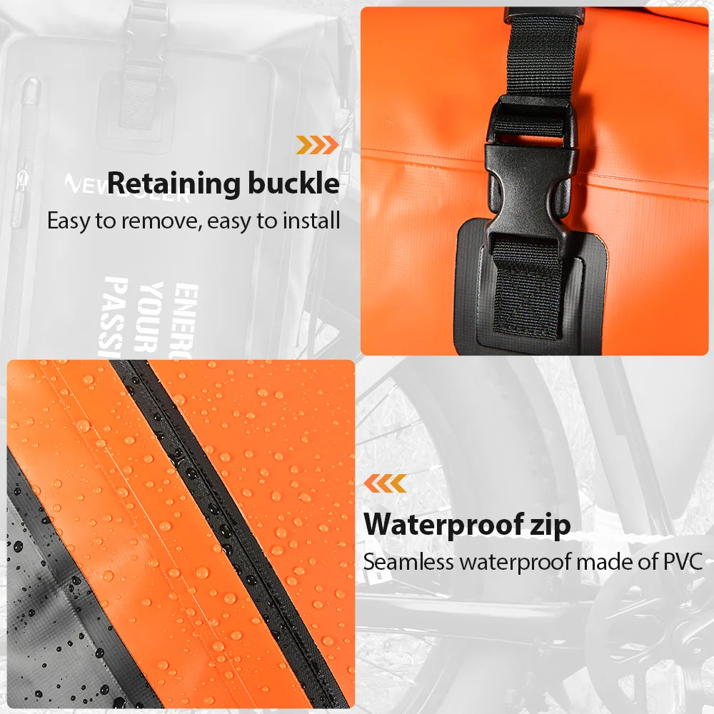 NEWBOLER Fahrradtasche, 27 l, großes Fassungsvermögen, wasserdicht, Reise-Fahrradtasche, Fahrrad-Rücksitz, Kofferraumtasche, elektrisches Fahrradzubehör – Detail 8