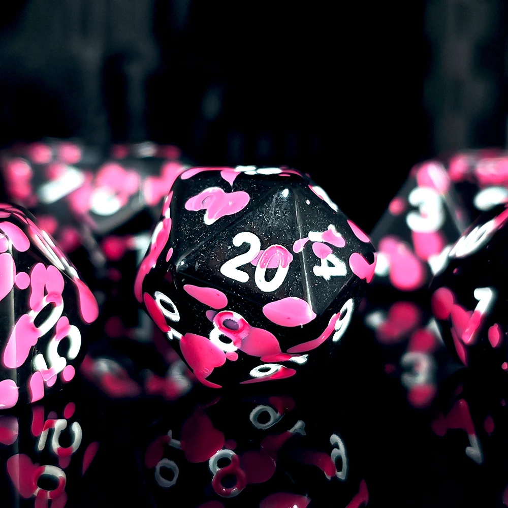 متعدد السطوح الوردي ترشيش الاكريليك 7 قطعة D20 D12 D10 D00 D8 D6 D4 مجموعة نرد ل DND RPG TRPG ألعاب المنزل نادي الاطفال اللعب التبعي #1