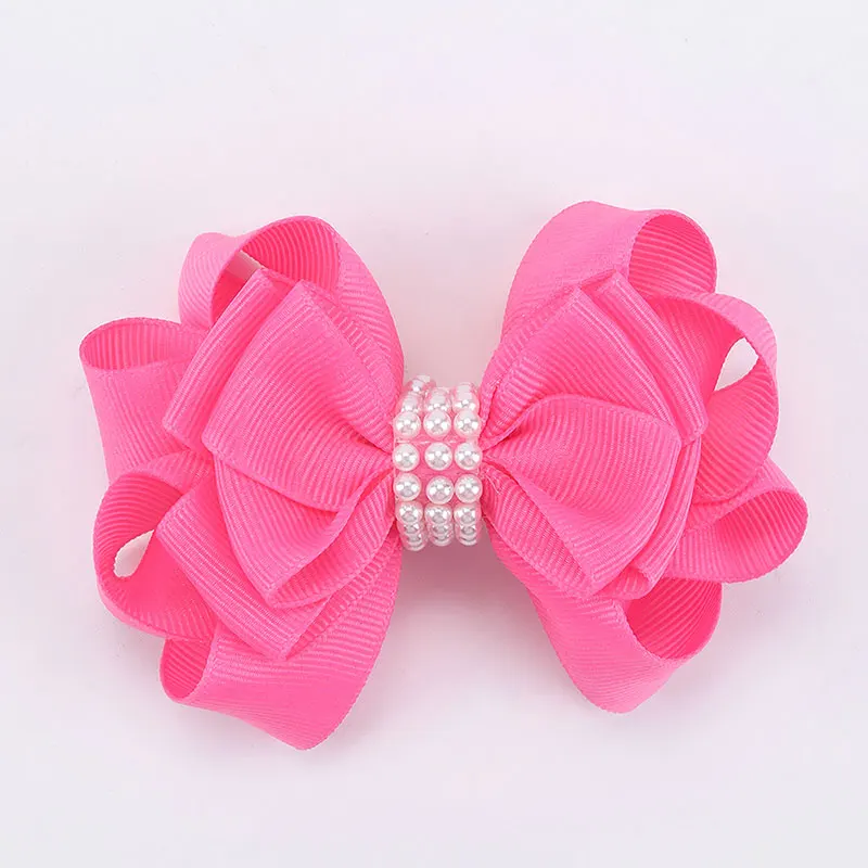 Sweet Ribbon Bowknot Hairpins Boutique Pearl Hair Bow Clips For Litter Girls Handmade Hairgrips Headwear Kids Hair Accessories