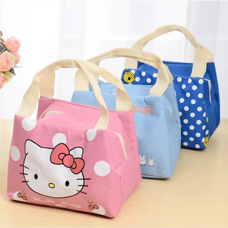 Sanrio Hello Kitty Student Insulated Lunch Box Handbag Cute Cartoon KT Cat Aluminum Foil Thickened Lunch Bag Fashion Kawaii Gift