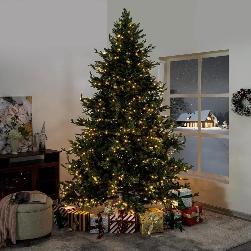 

9ft, 1000 Warm Lights and Metal Stand, 68" Wide Realistic Traditional Christmas Tree, Christmas Decor