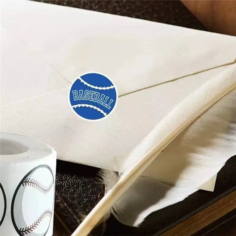 1 Roll/500Pcs Baseball Stickers 1.5Inch Baseball Labels Roll Stickers For Baseball Party Supplies Decorations Favors-AEF7