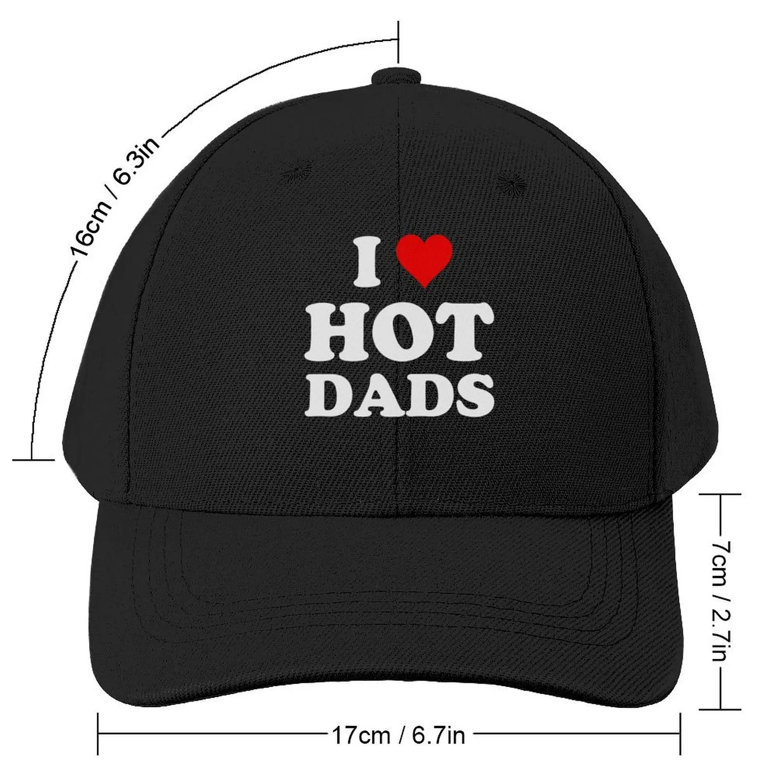 I Love Hot Dads - Heart DILF Lover Baseball Cap Golf Wear Anime Hat Kids Hat Golf Men Women's