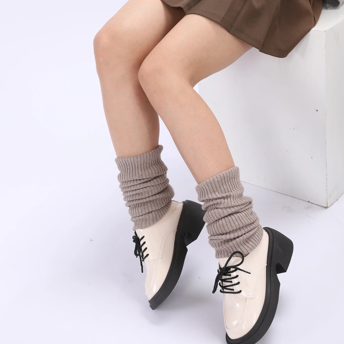 Wool Women Knitted Leg Covers, Pure Color, Cute, Y2K Style, Warm, Suitable for Daily Outings, Dates and Parties