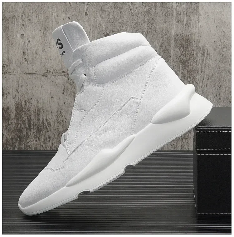 New Men Chunky Sneaker Fashion Leather Casual Sport Platform Shoes Youth Street Cool High Tops Thick-soled Trainers