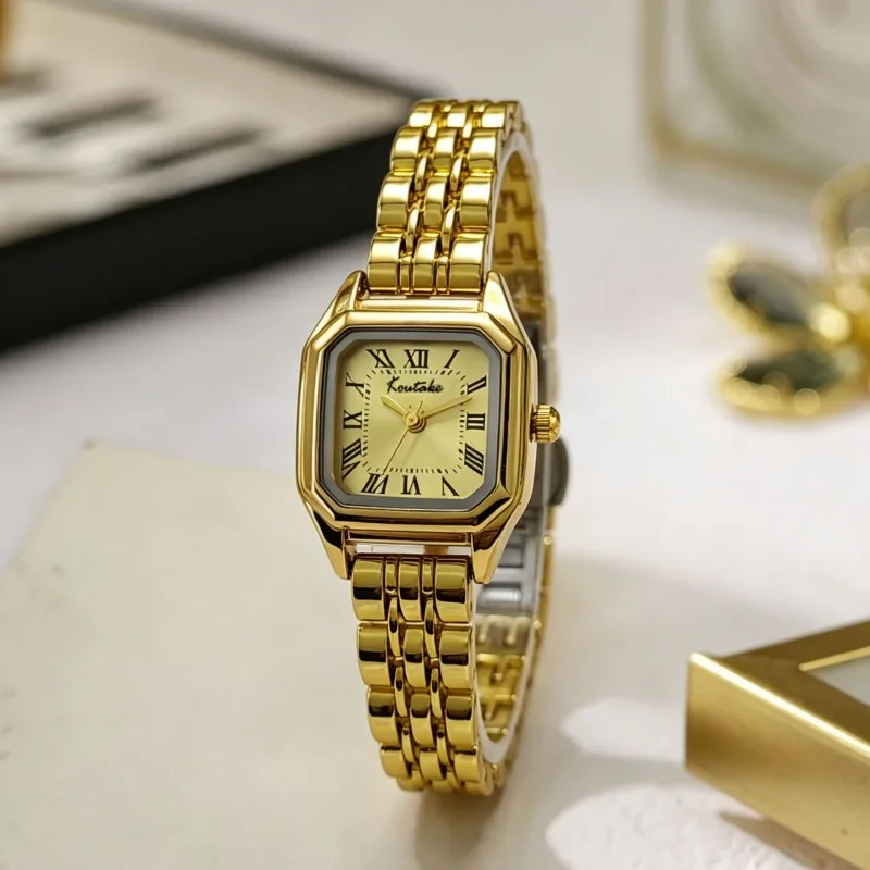 Römisches Zifferblatt Kleine Quadratische Uhr für Damen Mode Quarzuhren Luxus Geschenk Armbanduhren Großhandel Golduhr Relojes Para Mujer – Detail 12