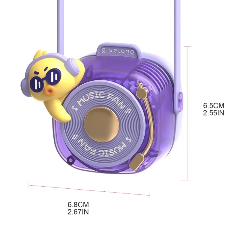Ventilador de cuello de dibujos animados M2EE, ventilador portátil colgante, pequeño, sin aspas, para estudiantes