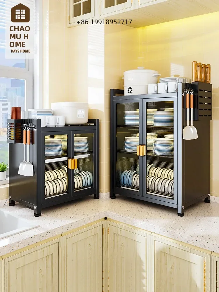 Kitchen Cabinet Multi-Functional Bowl Rack Drain Rack Tabletop Plate Chopsticks Storage Home Dishware Storage Cabinet JJ23