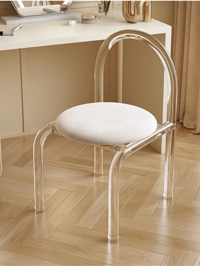 

Bedroom Ins Style Transparent Acrylic Makeup Chair Casual Light Luxury Dining Chair Nordic Simple Dressing Stool