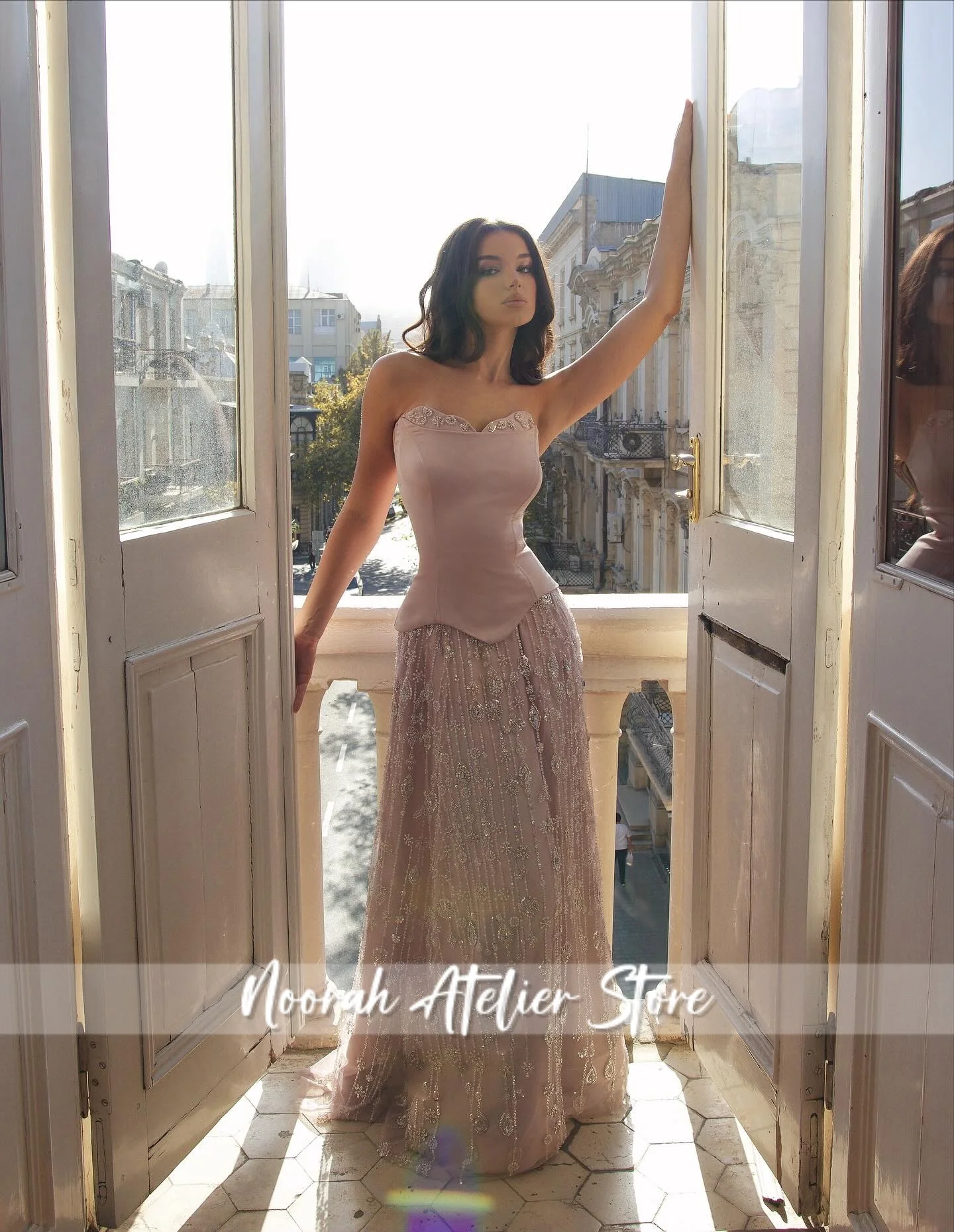 Vestidos de fiesta sin tirantes con cuentas rosas elegantes, vestido de novia con forma de corazón, vestido de noche Aline, personalizado