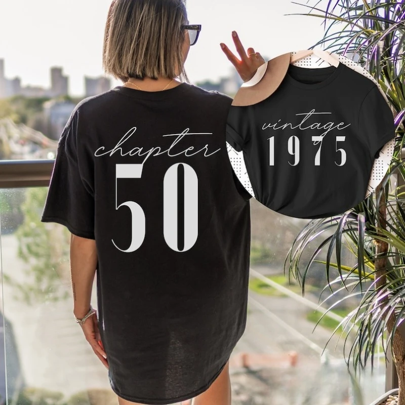 

Classic Aesthetic 1976 Women Vintage Birthday Year Number for Him Her Cute 50th Milestone Best Friend 50 Bday Leisure Shirt