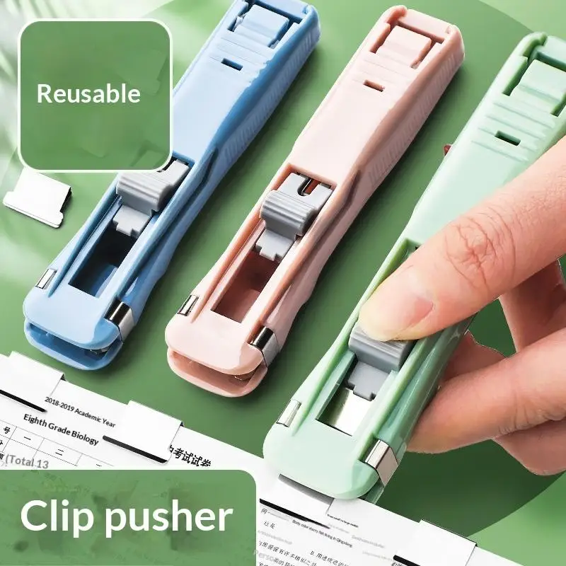 Mini Traceless Reusable Hand Clamp Push Stapler Paper Book File Office School Student Binder Binding Tools Supplies Accessories