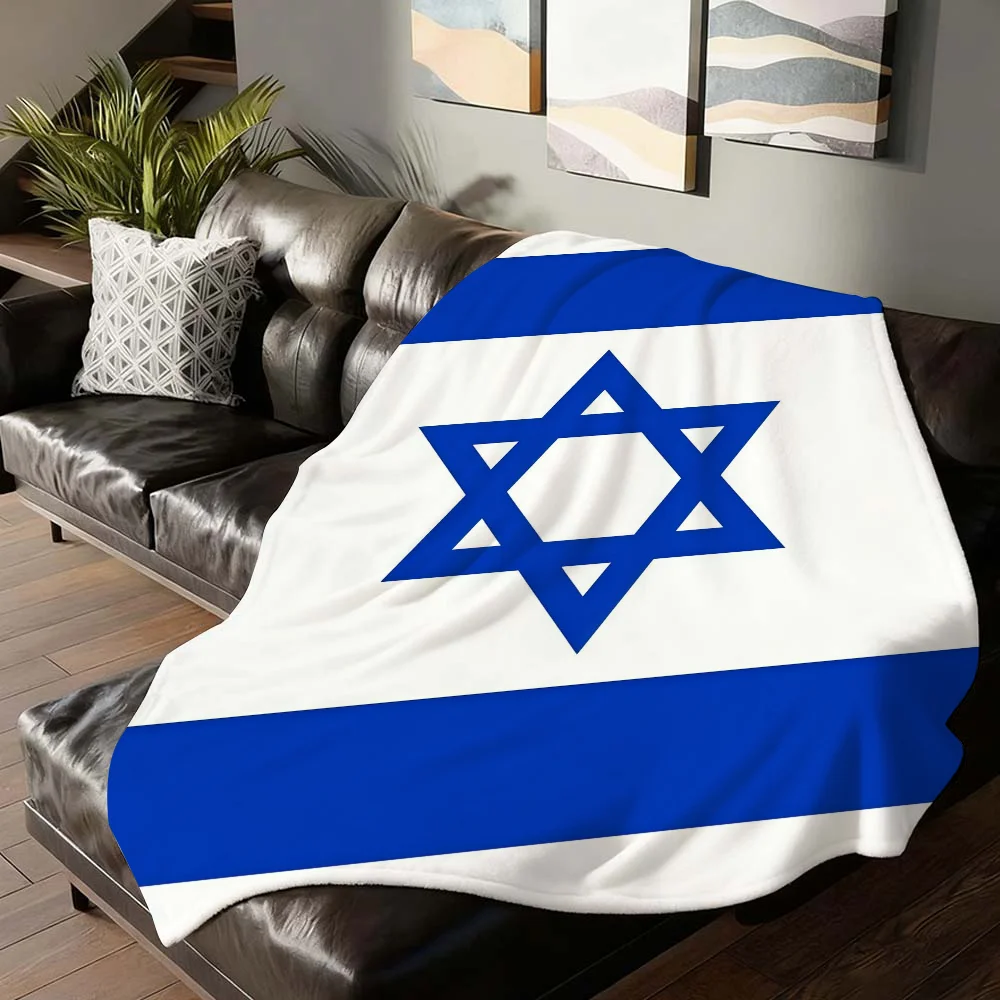 

Nation flag I-Israel Blanket For Sofa Office Bed Plane Travel Sleep Read Relax Camping Soft And Warm
