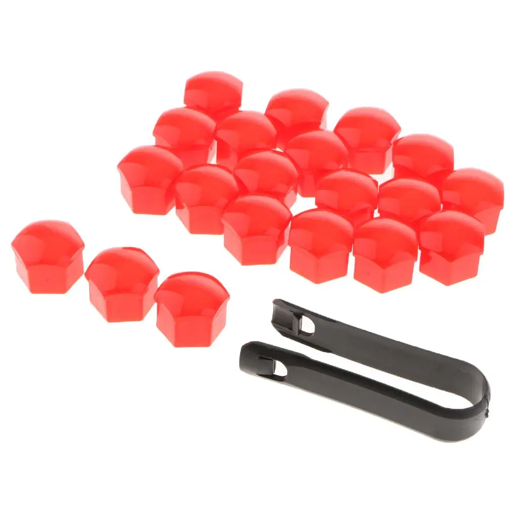 2-4pack 20Pcs Car Truck Wheel Tyre Center Hub Screw 19mm Protect Cap Red