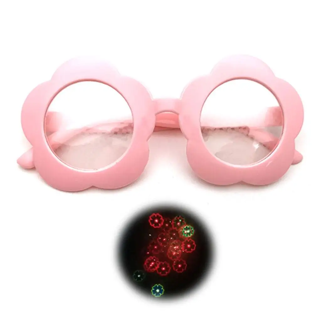 2-4pack Flower Shape Special Effect Sunglasses Light Diffraction Glasses pink