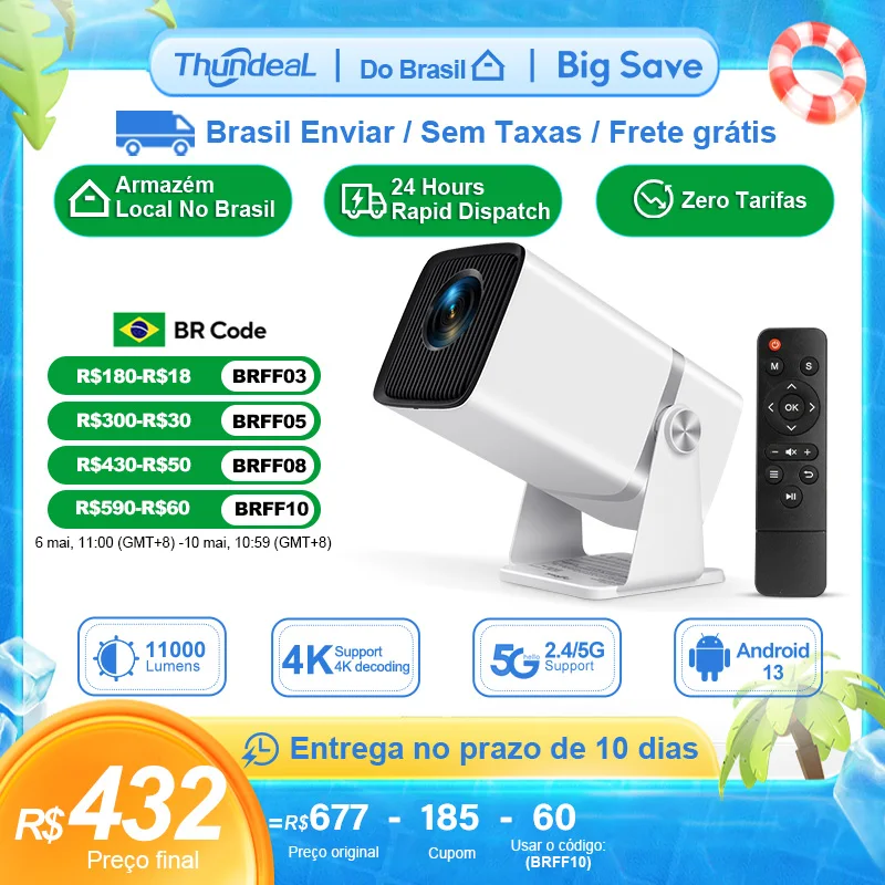 ThundeaL HD Mini Projetor TD90 PK TD80W 1080P WiFi Android TD80 Projetor Home Theater Cinema 3D Telefone Vídeo Projetor de filmes