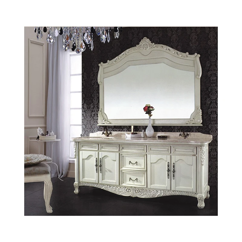 Mirrored Cabinet,American Style Solid Wood Vintage Vanity Bathroom Cabinet With Sink And Mirror