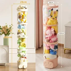 Doll Organizer Box Large-capacity Storage Box Plush Toys Storage Tube Transparent Organization Foldable Stuffed Storage Bucket