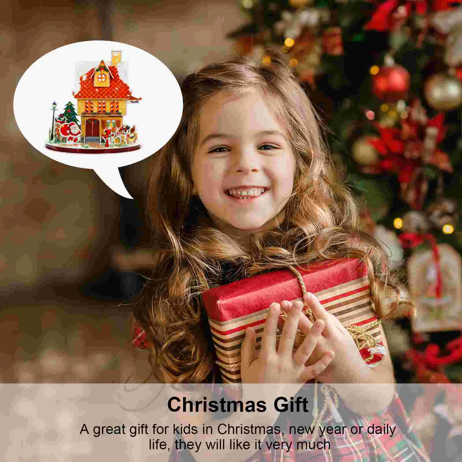 Christmas Cottage 3D House Puzzle Jigsaw Xmas Gift Kids Paper Cabin The Puzzles