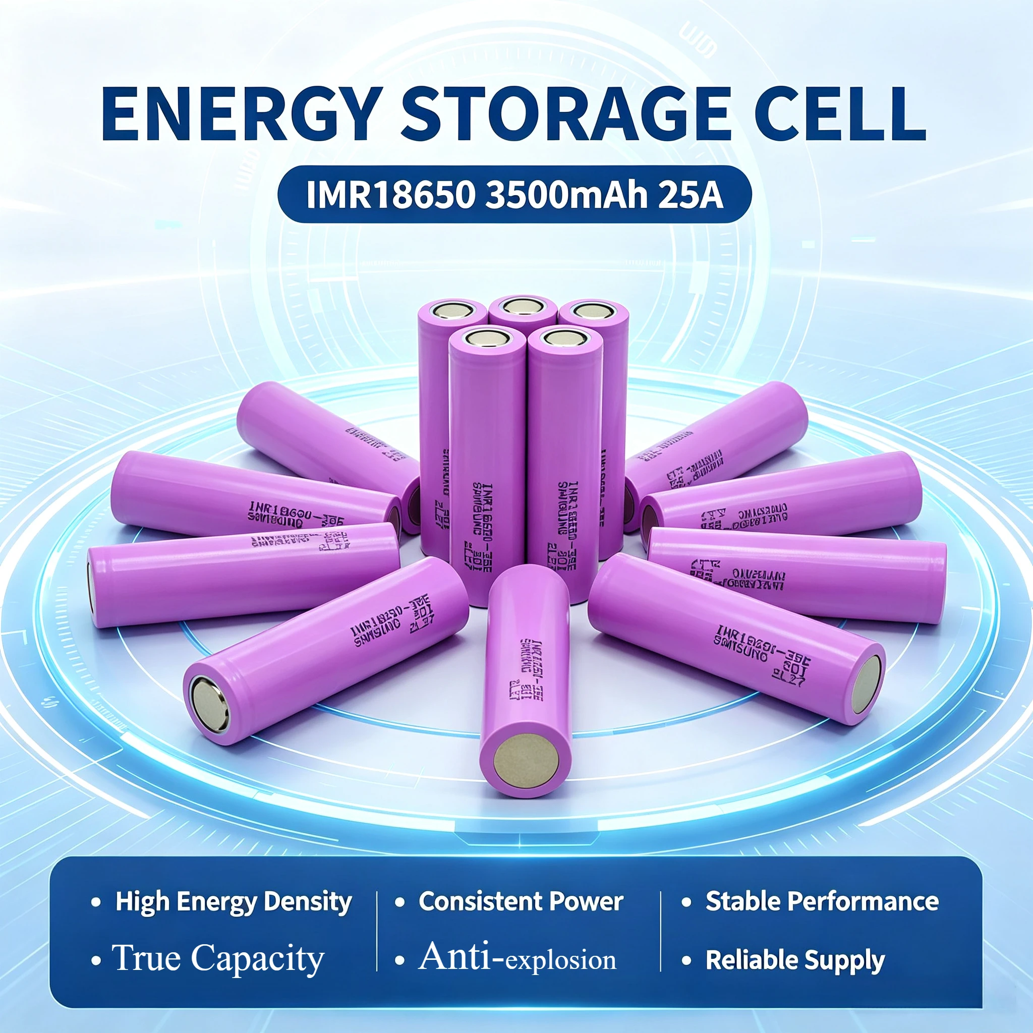 Surge Tolerance INR18650-35E18650 Lithium Cell 3.7V 3500mAh 25A Peak Discharge Truthful Capacity DIY Energy Storage Battery Cell