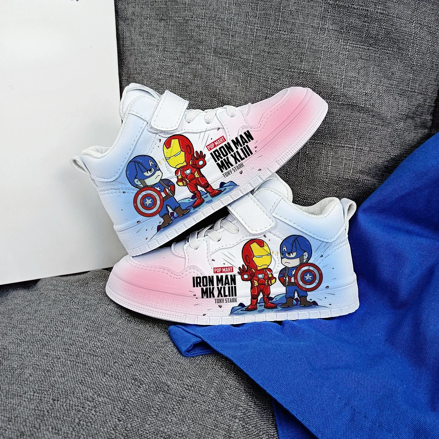 

New Disney kids cartoon Captain America cute Casual shoes soft sports shoes for gift EU size 25-38