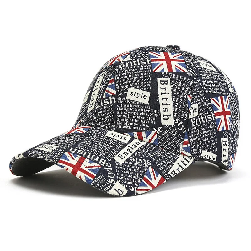 Classic English Flag Graffiti Women\'s Baseball Cap Versatile Fashion Sports Sun Cap Hip Hop Cap Letters Breathable Sun Cap