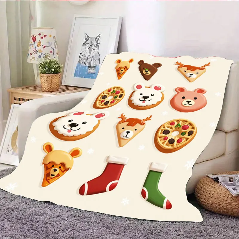 1 pezzo di coperta di flanella Simpatico orso di Natale e calzini Coperta di flanella per accoglienti notti invernali
