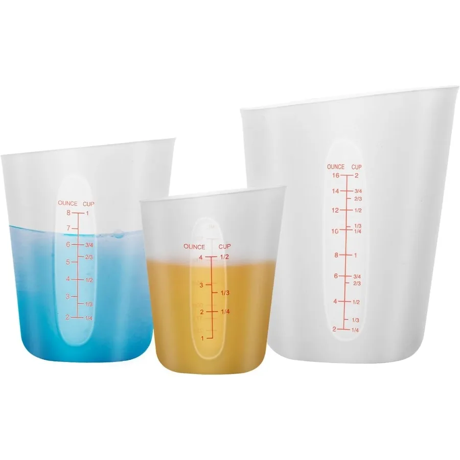 

3 PCS Silicone Measuring Cups 2 Cup + 1 Cup + 0.5 Cup Flexible Melting Measure Cups for ChocolateEpoxy Resin Butter Squeeze Pou