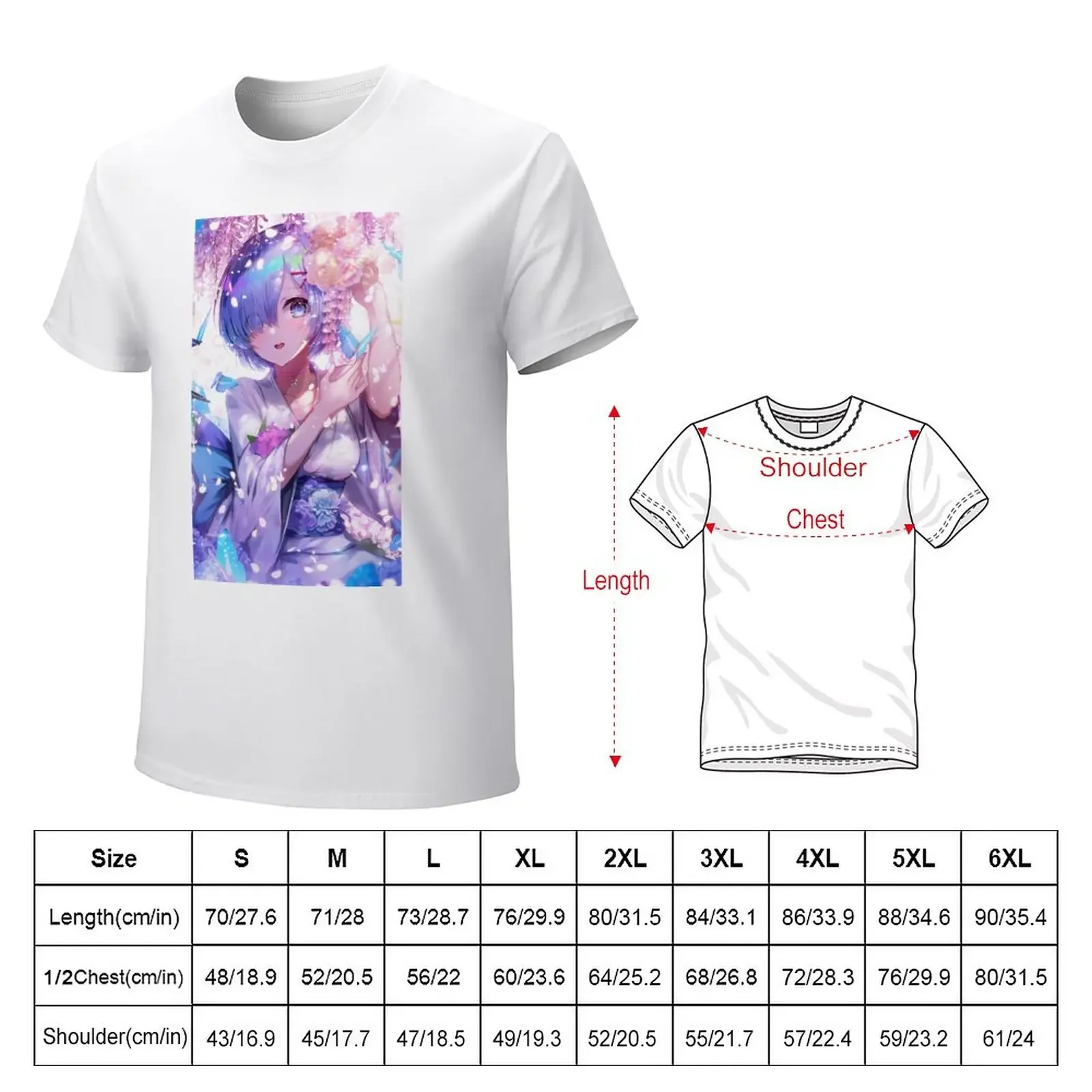 Re Zero REM T-Shirt Short sleeve tee cute clothes slim fit t shirts for men