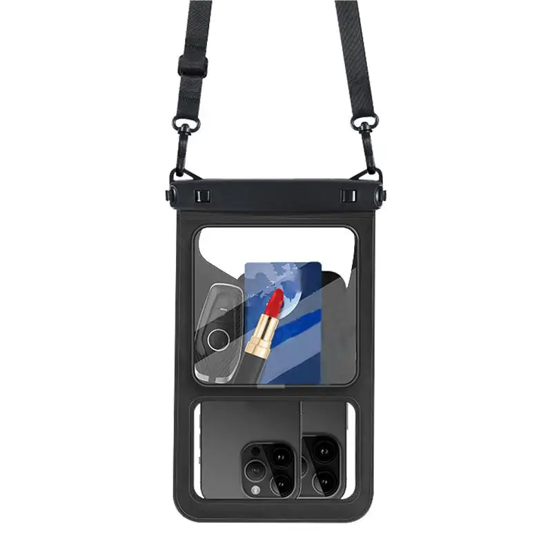 Tas kering ponsel PVC, kantong ponsel PVC tahan air IPX8, kunci mudah, kapasitas besar, tas kering ponsel dengan tali
