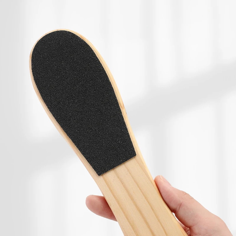 Poumice manche en bois Double face pied conseil fichier peau morte callosités pied broyeur pédicure outil pied peau frottant pied conseil
