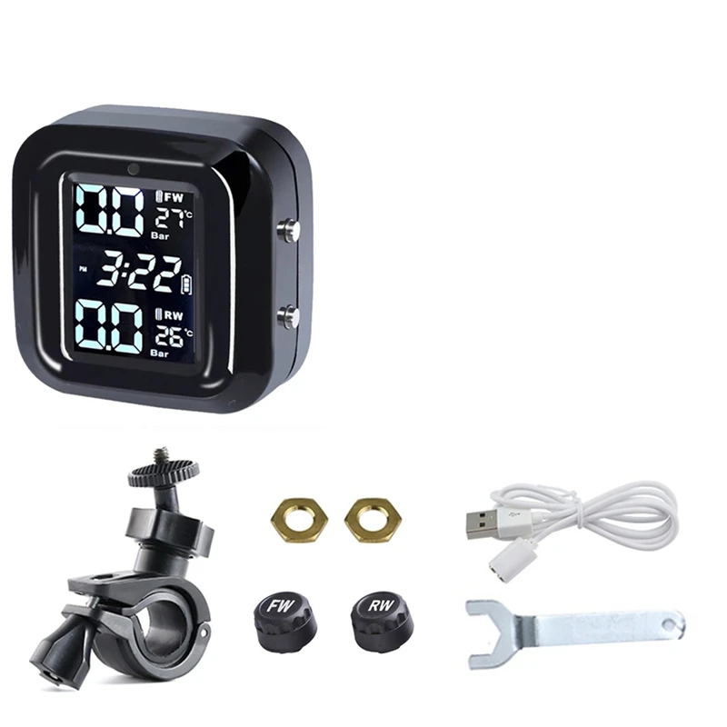 Motor Tire Pressure Monitoring Alarm Systemwireless LCD Display Motorcycle TPMS Tyre Temperature Tester