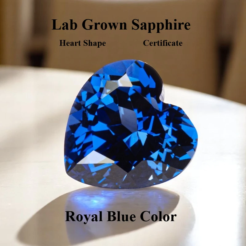 Heart Shape Royal Blue Color Lab Grown Sapphire VVS1 Gemstone for Diy Jewellery Making Materials Selectable AGL Certificate