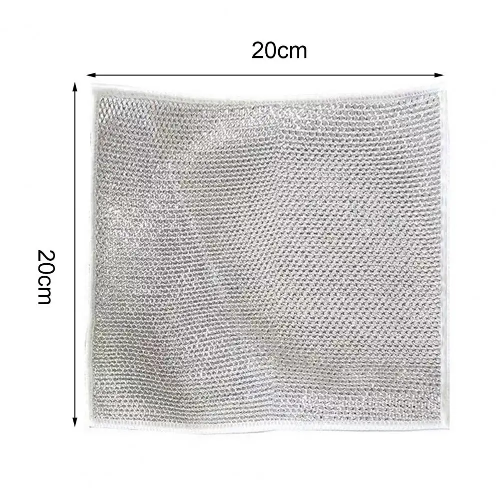 20cm Alloy Cleaning Cloth Fine Hole Wire Dishwashing Cloth Non-Watermarking Wipes Dish Clean Towel Kitchen Gadget Home Supplies