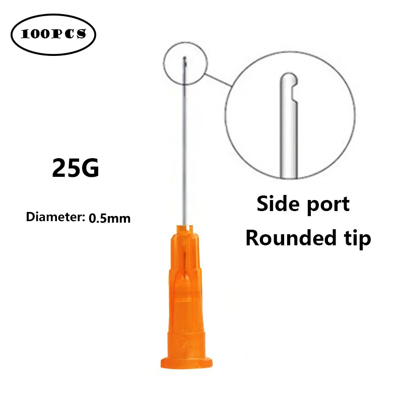 100Pcs Dental Endo Irrigation Needle Tip 23G/25G/27G/30Ga Side Hole Endo Syringe Root Canal Washing Needle Tip