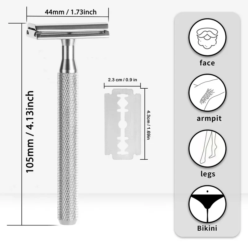 1set Safety Razor Men's Wet Razor 30° Angle Including 5 Platinum Razor Blades, Safety Razor and Blade Guard No power required
