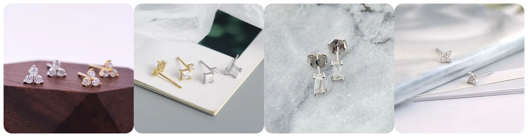 Damen-Ohrnadel aus reinem Silber, Serie 925er-Sterlingsilber, geometrisch/Schmetterling, Blumen-Anhänger, Creolen, Kristall-Zirkon-Schmuck – Detail 6