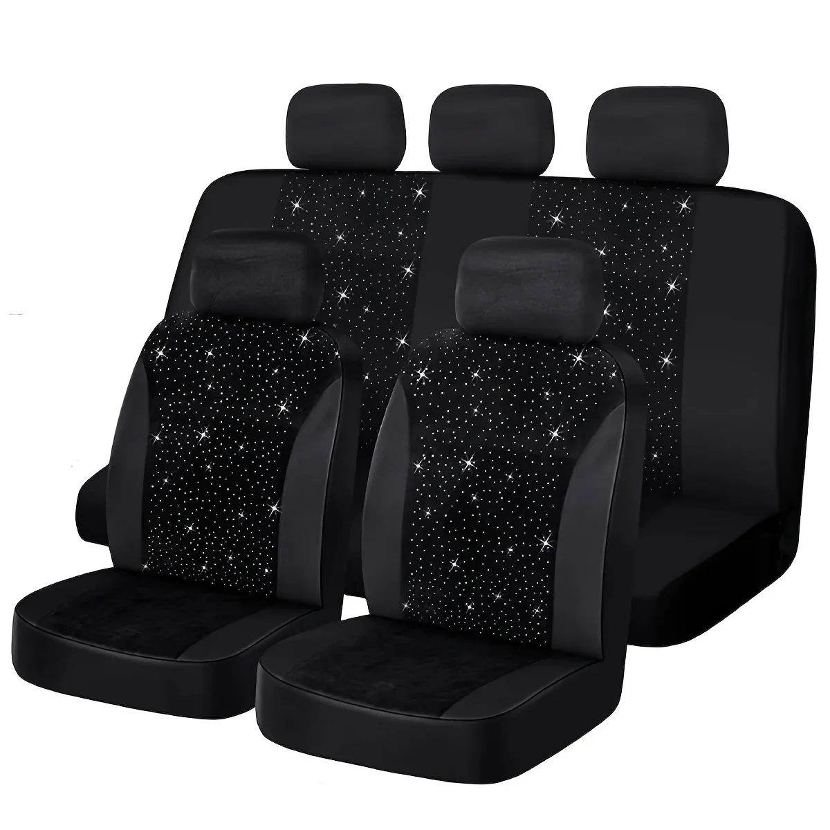 Glitter car seat covers for unseated cars, artificial diamond encrusted seat covers, luxury car interior accessories