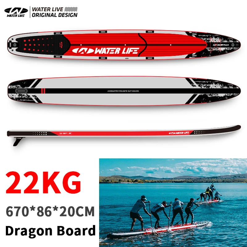 

WATERLIVE DRAGON Board 22'x34"x6" 4-Person Team Surfboard Sup Thickened 2-Layer Material Inflatable Standing Paddle Board